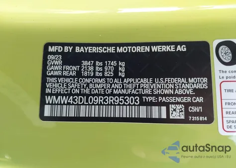 2024 Mini Convertible Cooper S из США, поврежденный, VIN WMW43DL09R3R95303